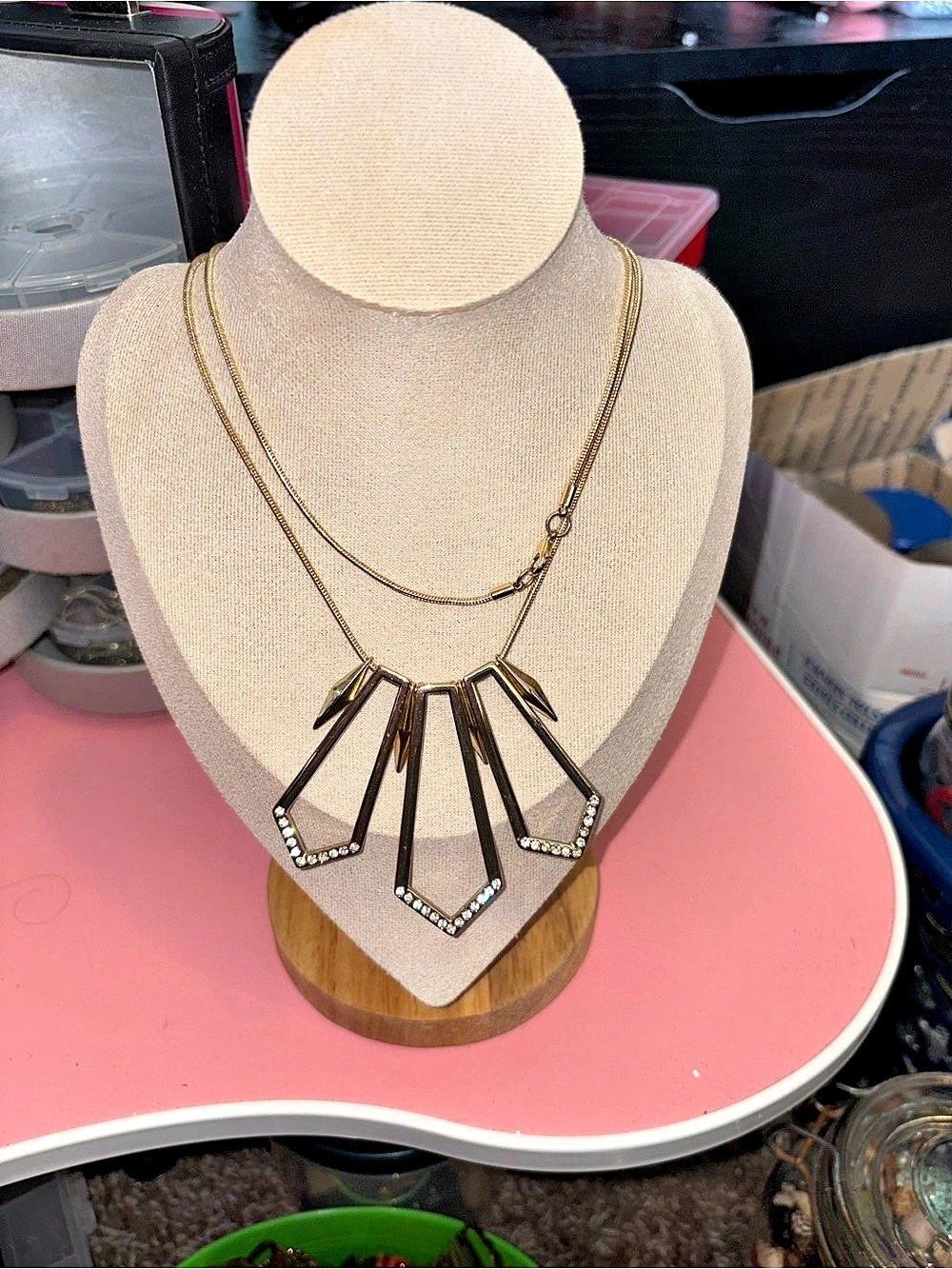 Gold & Black Geometric Statement Necklace